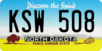 ND license plate KSW508