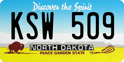 ND license plate KSW509
