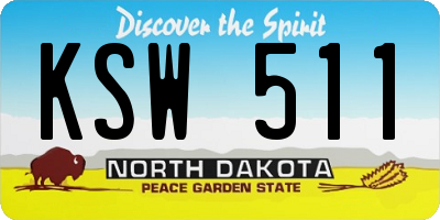 ND license plate KSW511