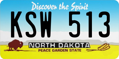 ND license plate KSW513