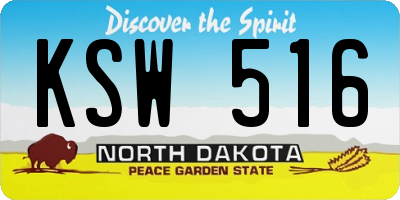 ND license plate KSW516