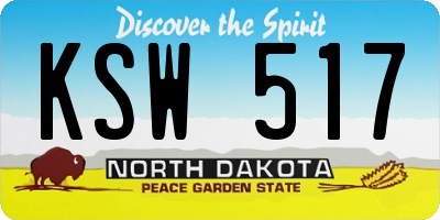 ND license plate KSW517
