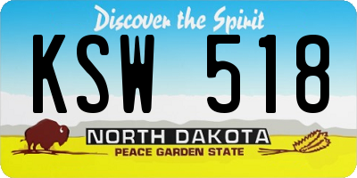 ND license plate KSW518