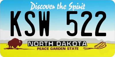 ND license plate KSW522