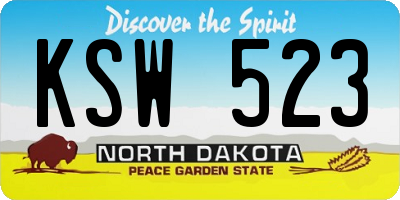 ND license plate KSW523