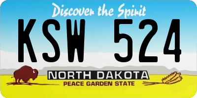 ND license plate KSW524