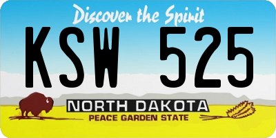ND license plate KSW525