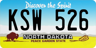 ND license plate KSW526