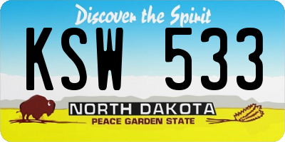 ND license plate KSW533