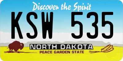 ND license plate KSW535
