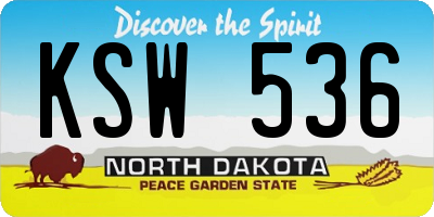 ND license plate KSW536