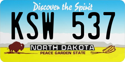 ND license plate KSW537