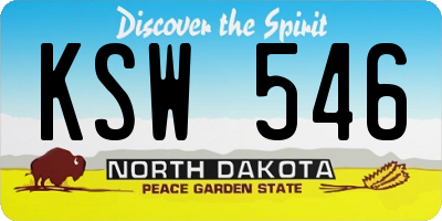 ND license plate KSW546