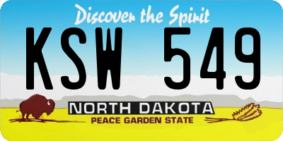 ND license plate KSW549