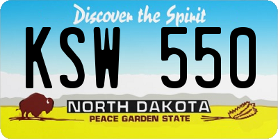 ND license plate KSW550