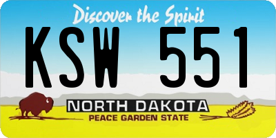 ND license plate KSW551