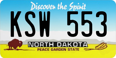 ND license plate KSW553