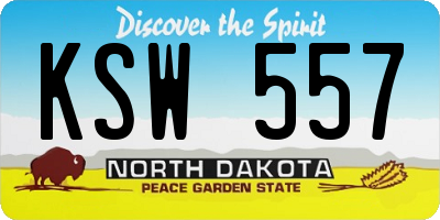 ND license plate KSW557