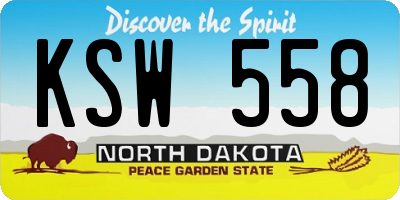 ND license plate KSW558