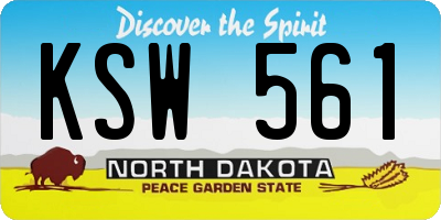 ND license plate KSW561