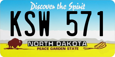ND license plate KSW571