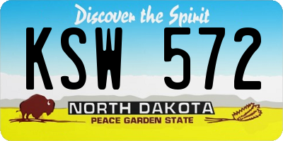 ND license plate KSW572