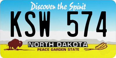 ND license plate KSW574