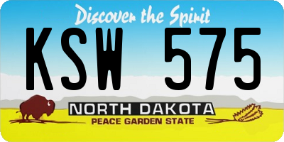 ND license plate KSW575