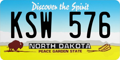 ND license plate KSW576