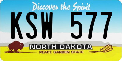 ND license plate KSW577