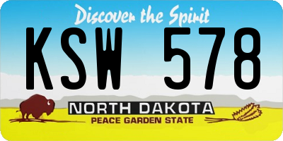 ND license plate KSW578