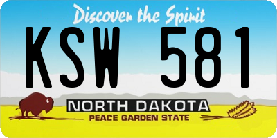 ND license plate KSW581