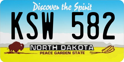ND license plate KSW582