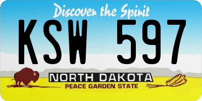 ND license plate KSW597