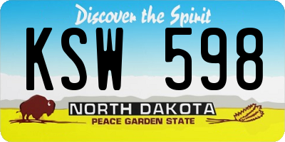 ND license plate KSW598