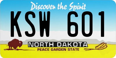 ND license plate KSW601
