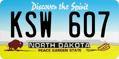 ND license plate KSW607