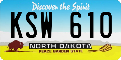 ND license plate KSW610