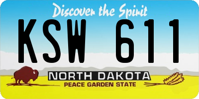 ND license plate KSW611