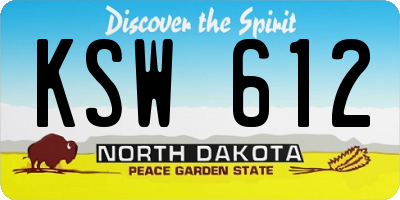 ND license plate KSW612