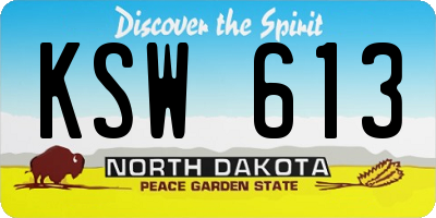 ND license plate KSW613