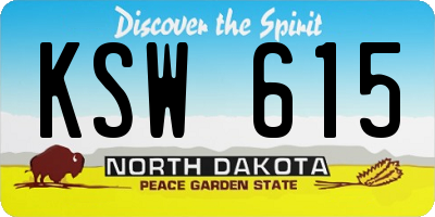 ND license plate KSW615