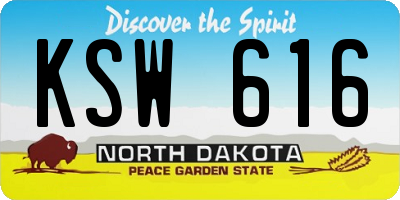 ND license plate KSW616
