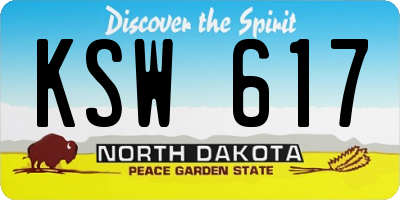 ND license plate KSW617