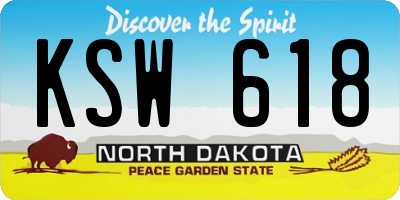 ND license plate KSW618