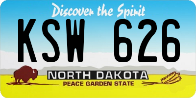 ND license plate KSW626