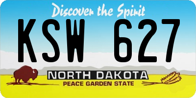 ND license plate KSW627