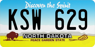 ND license plate KSW629