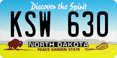ND license plate KSW630