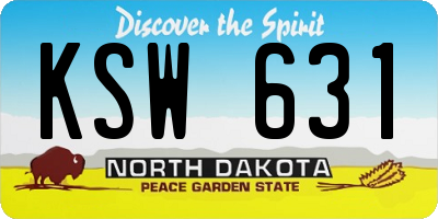 ND license plate KSW631